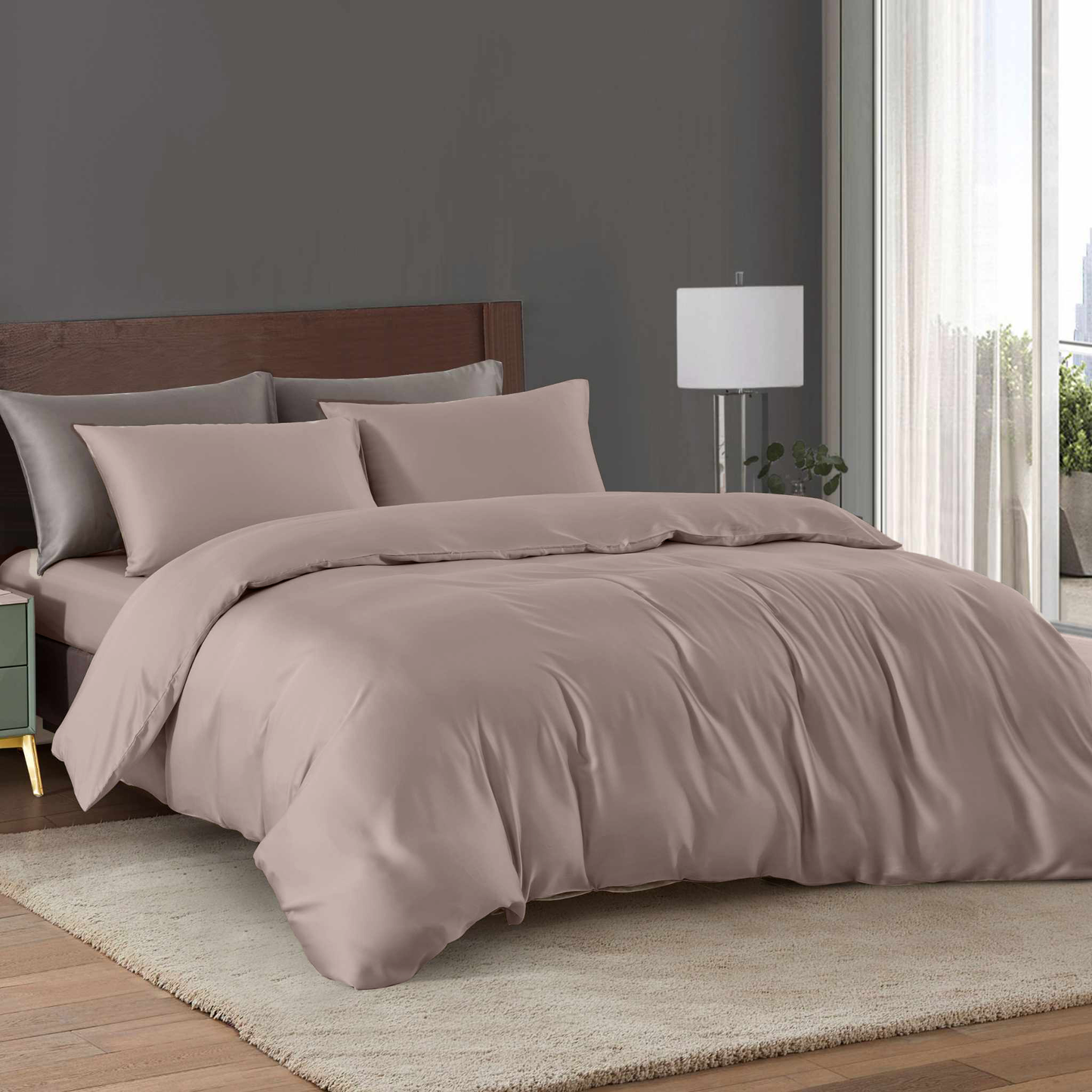 Cotton Basic Set - 1 Duvet cover, 1 Fitted sheet and 2 Pillow cases
