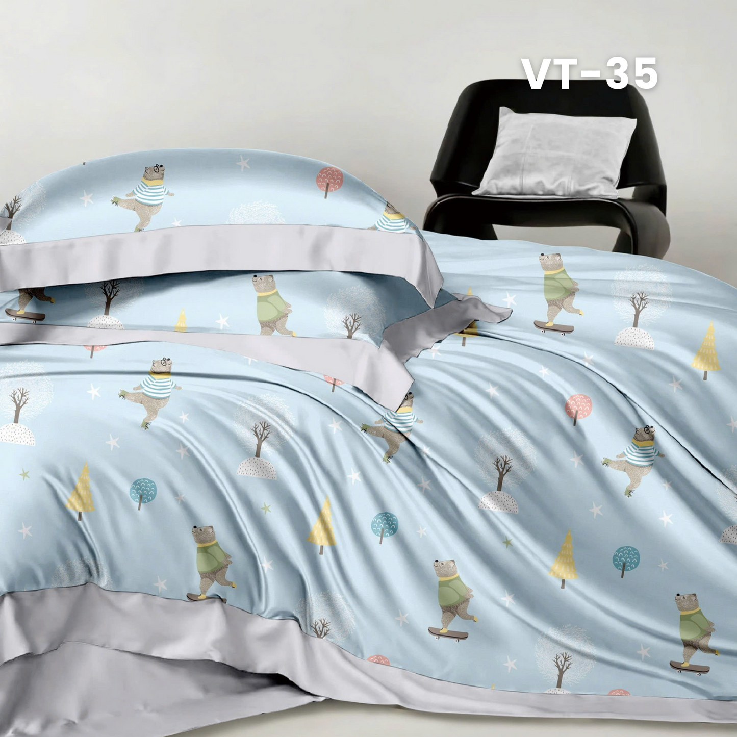 (Pre Order) Tencel Polyester Basic Set - 1 Duvet cover, 1 Fitted sheet and 2 Pillow cases