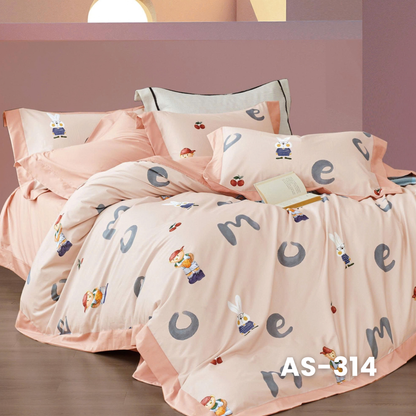 (Pre Order) 100% Cotton Basic Set - 1 Duvet cover, 1 Fitted sheet and 2 Pillow cases - AS color