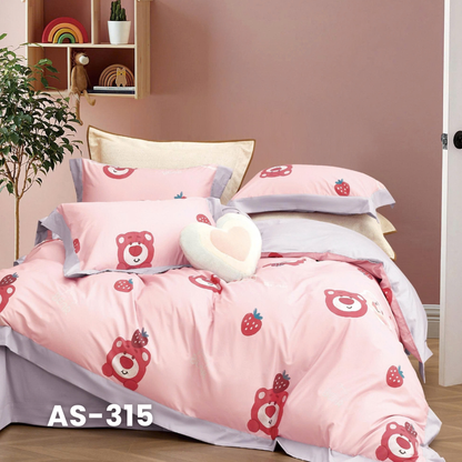 (Pre Order) 100% Cotton Basic Set - 1 Duvet cover, 1 Fitted sheet and 2 Pillow cases - AS color