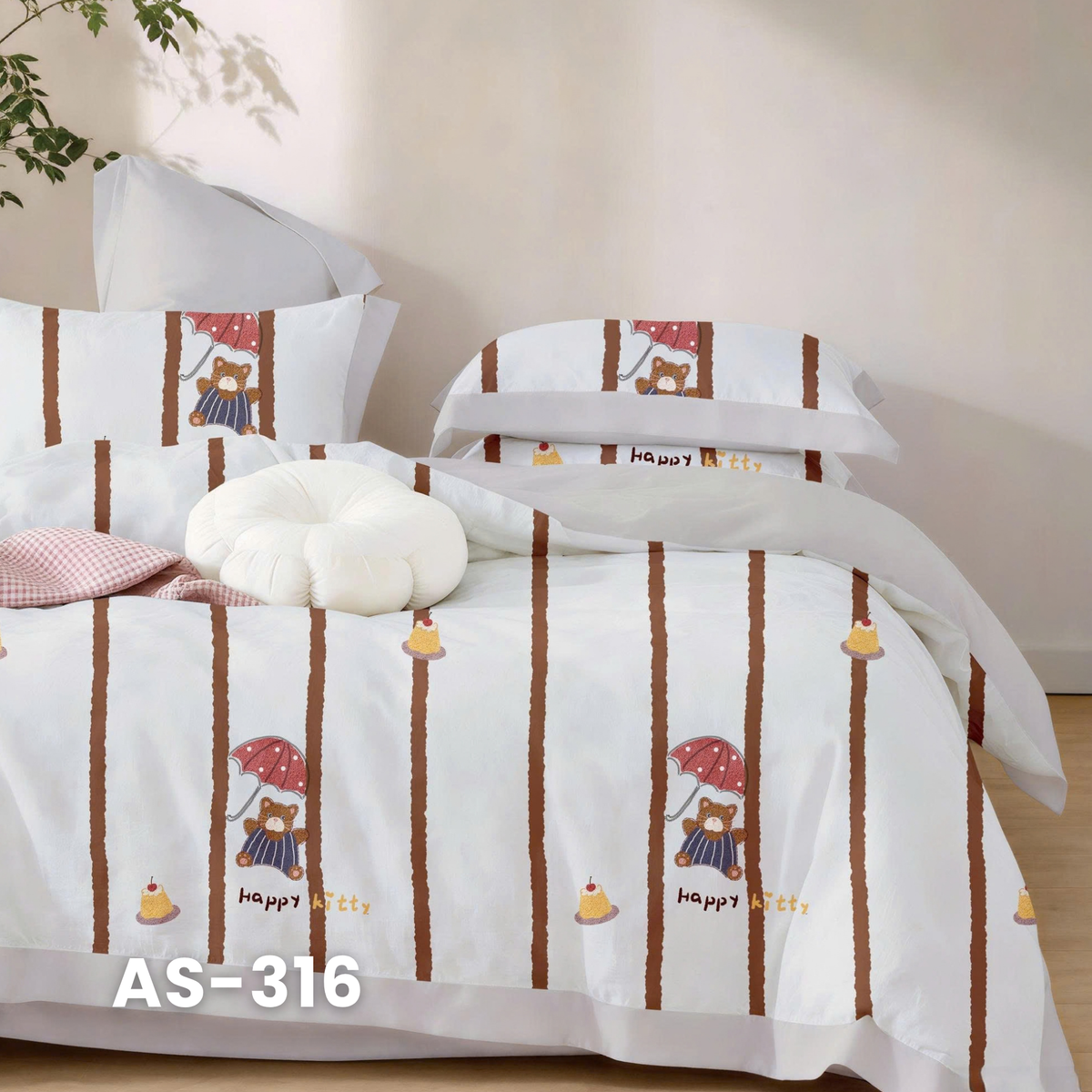 (Pre Order) 100% Cotton Basic Set - 1 Duvet cover, 1 Fitted sheet and 2 Pillow cases - AS color