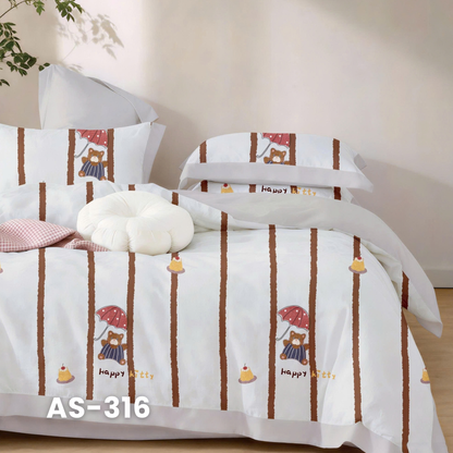 (Pre Order) 100% Cotton Basic Set - 1 Duvet cover, 1 Fitted sheet and 2 Pillow cases - AS color