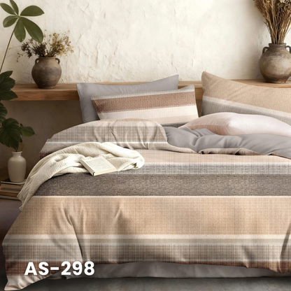 (Pre Order) 100% Cotton Basic Set - 1 Duvet cover, 1 Fitted sheet and 2 Pillow cases - AS color