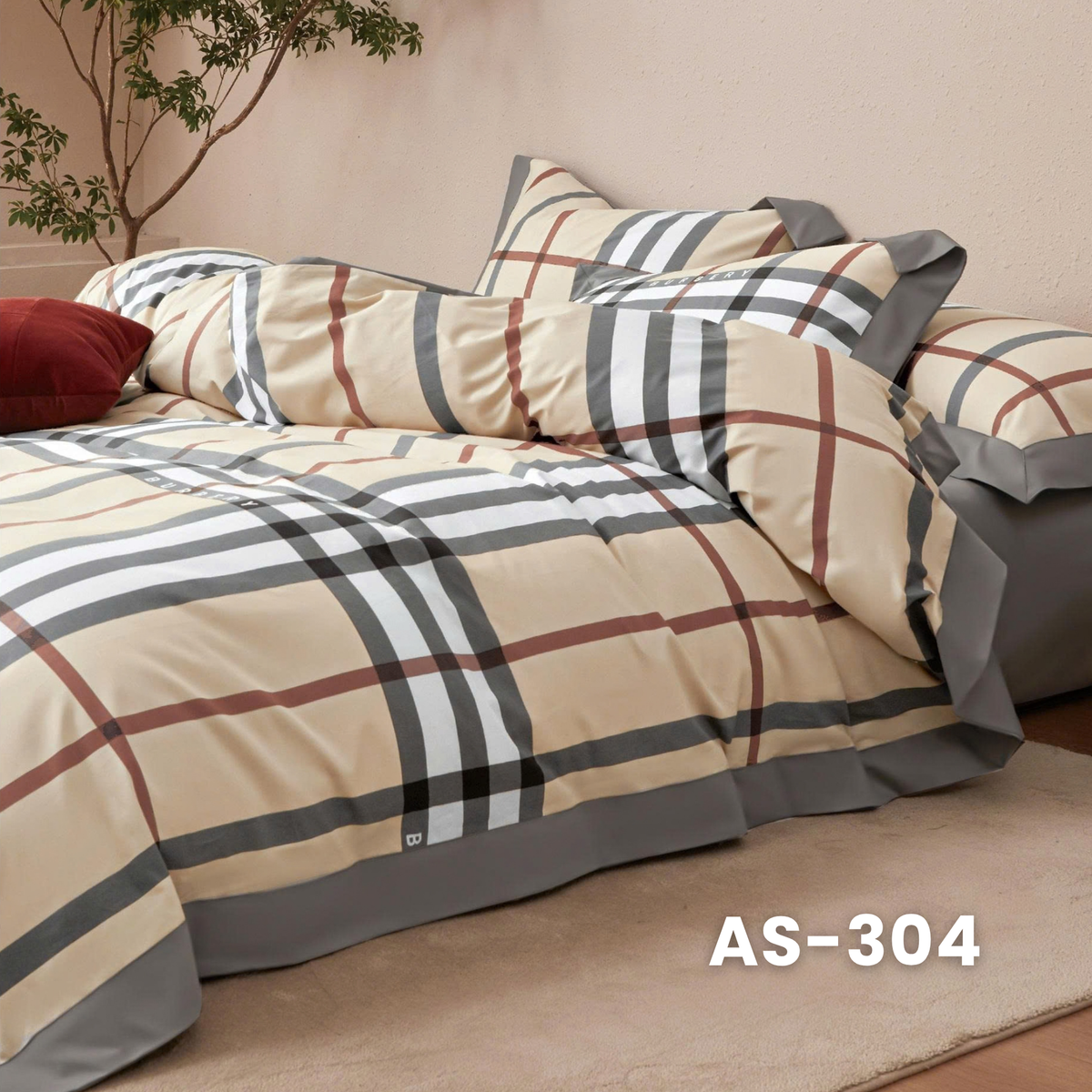 (Pre Order) 100% Cotton Basic Set - 1 Duvet cover, 1 Fitted sheet and 2 Pillow cases - AS color