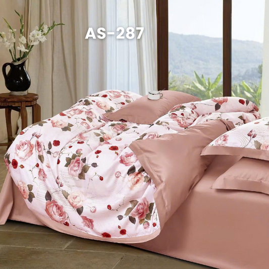 (Pre Order) 100% Cotton Basic Set - 1 Duvet cover, 1 Fitted sheet and 2 Pillow cases - AS color