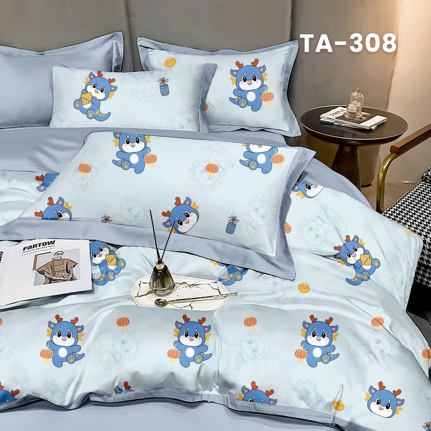 Set ga giường gồm : 1 vỏ chăn, 1 drap bọc và 2 vỏ gối