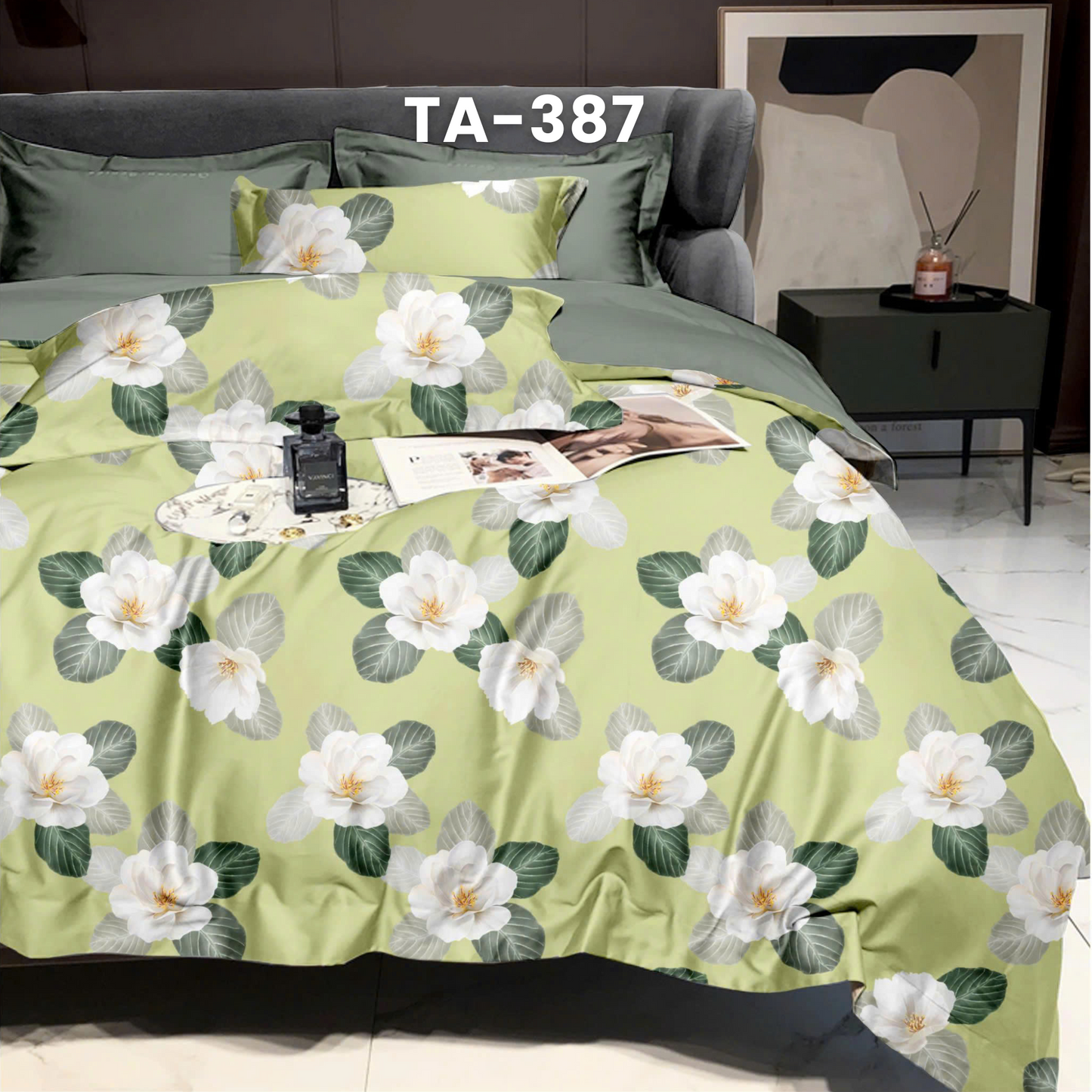 Set ga giường gồm : 1 vỏ chăn, 1 drap bọc và 2 vỏ gối