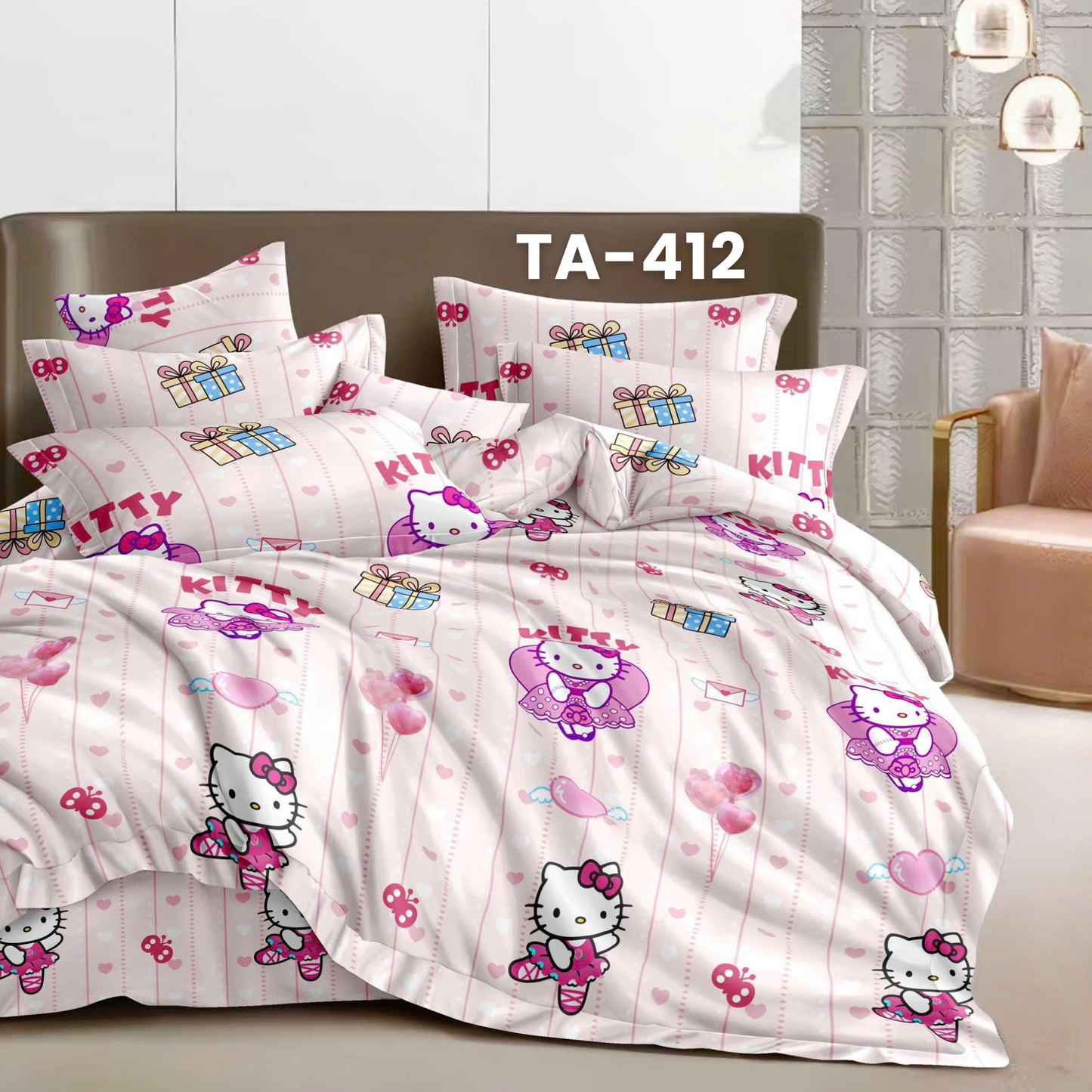 Set ga giường gồm : 1 vỏ chăn, 1 drap bọc và 2 vỏ gối