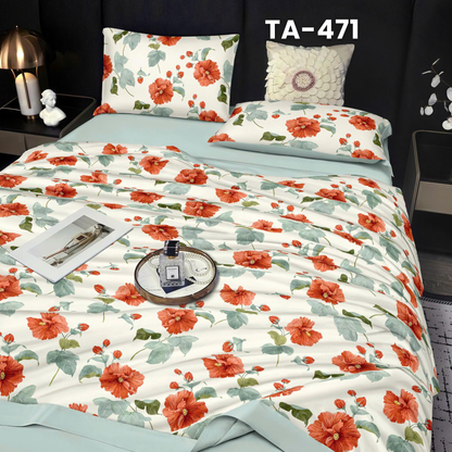 (Pre Order) Patterned 100% Tencel Basic Set - 1 Duvet cover, 1 Fitted sheet and 2 Pillow cases