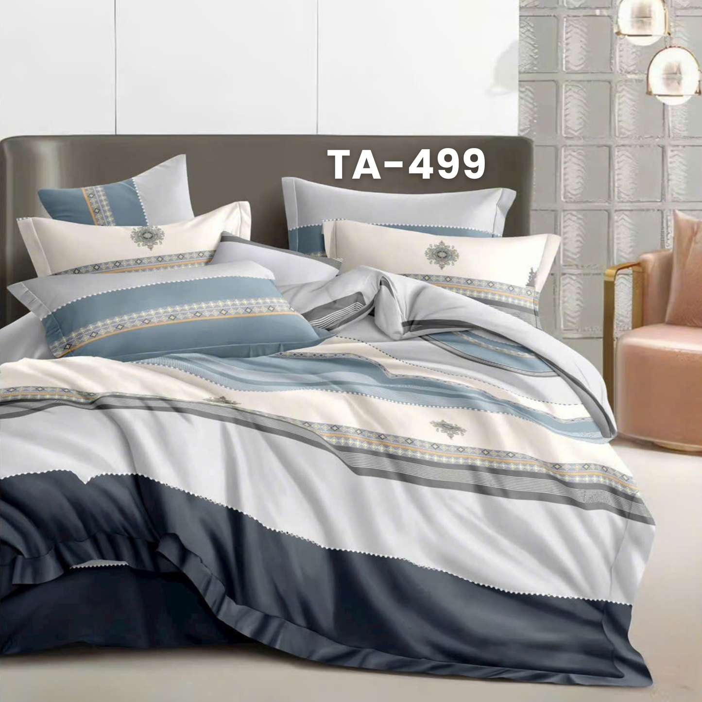 (Pre Order) 11-Piece Full Bedding Set - Patterned 100% Tencel